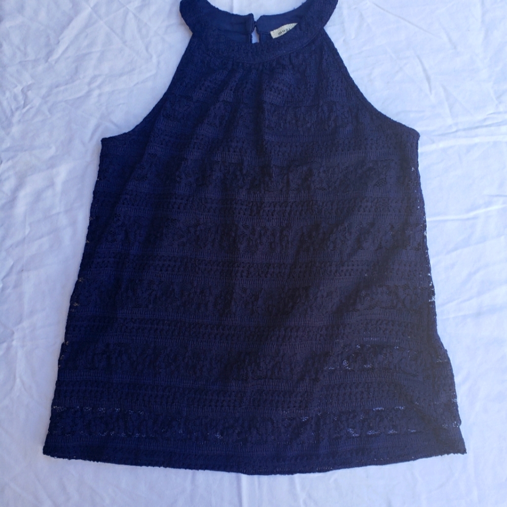 Monteau Navy Lace Top